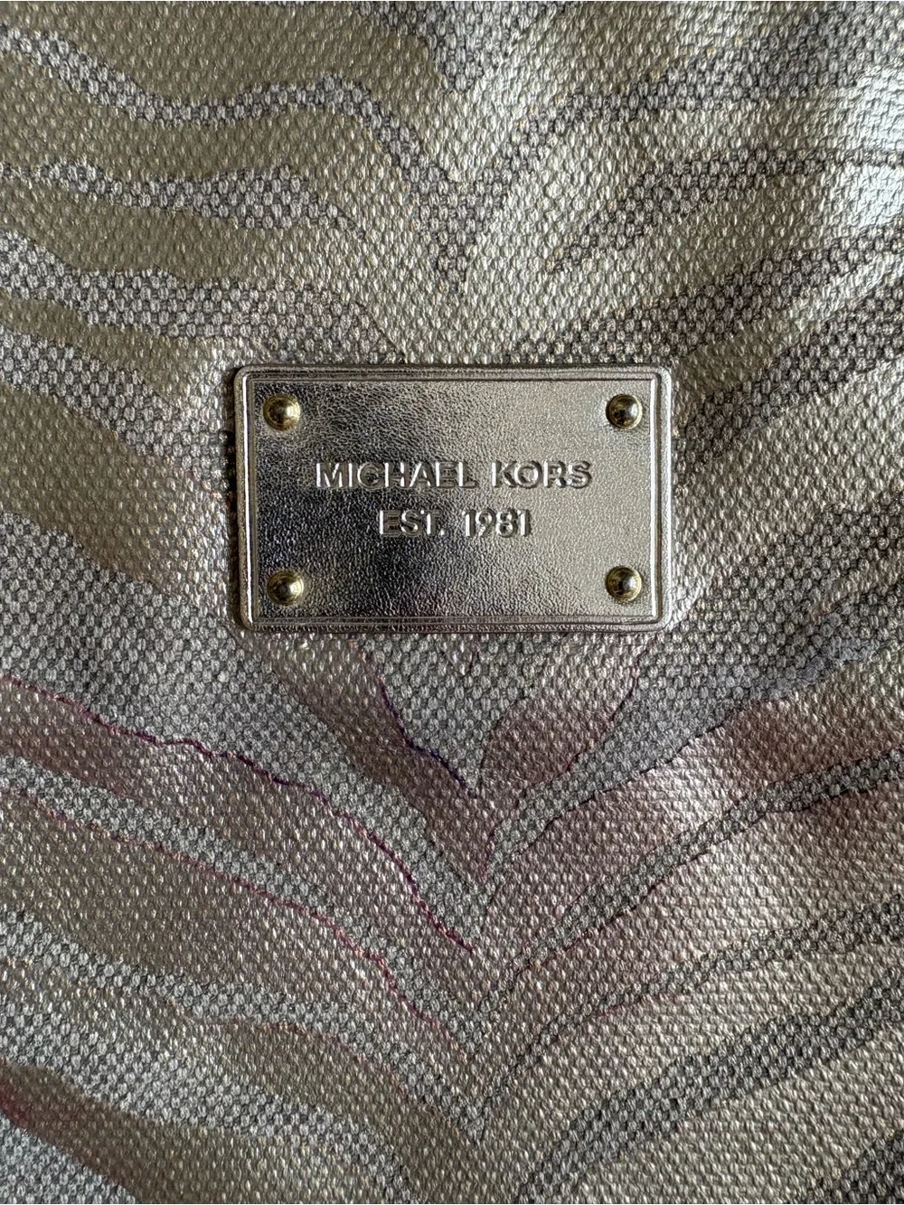 Michael Kors Metallic Gold Zebra-Print Tote